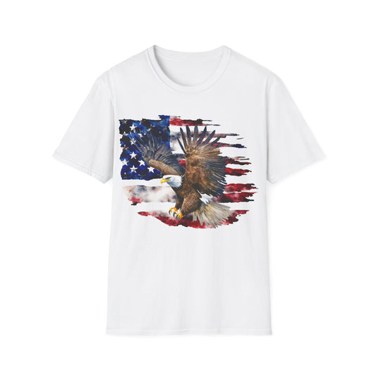 Water Color Flag with Eagle - Unisex - Softstyle T-Shirt