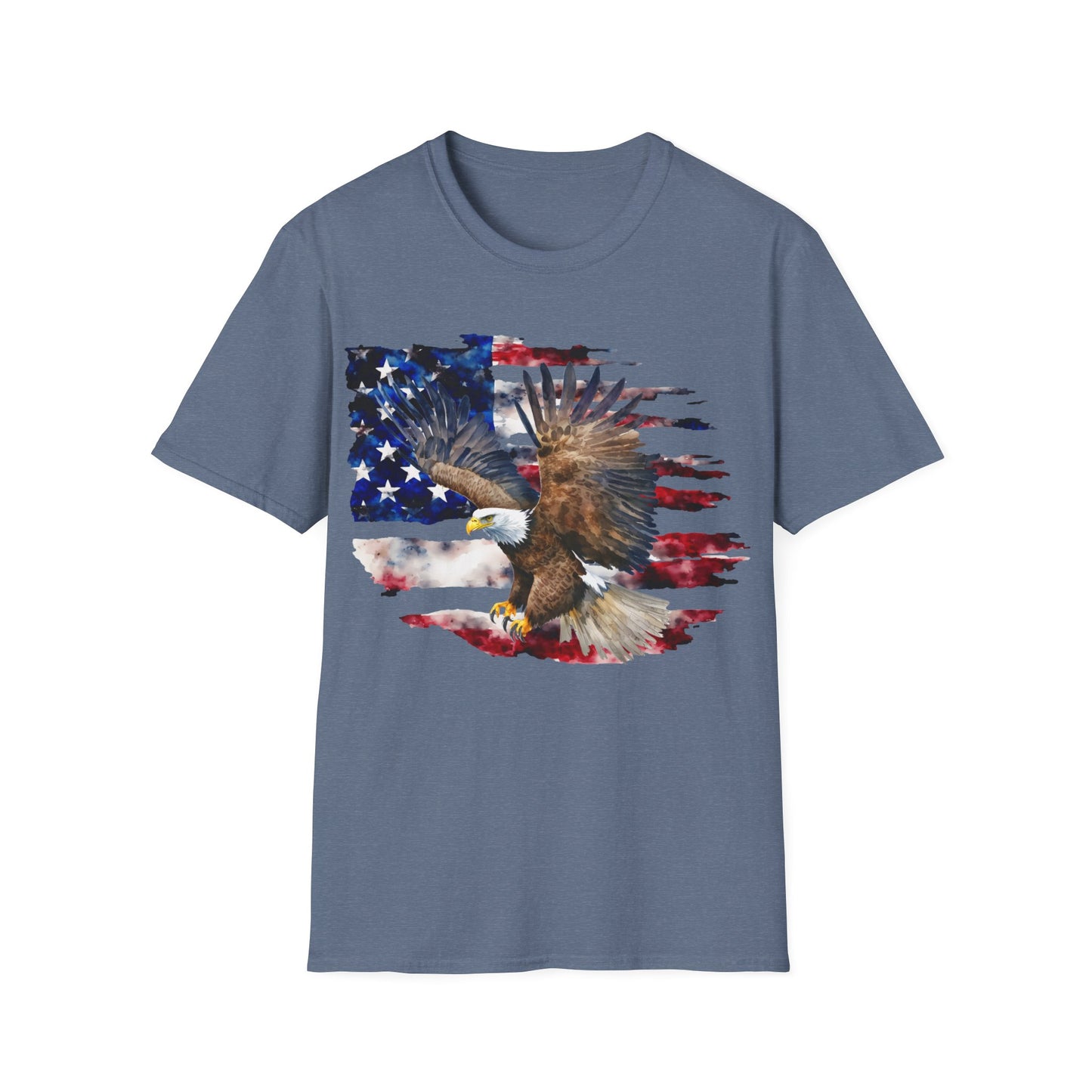 Water Color Flag with Eagle - Unisex - Softstyle T-Shirt
