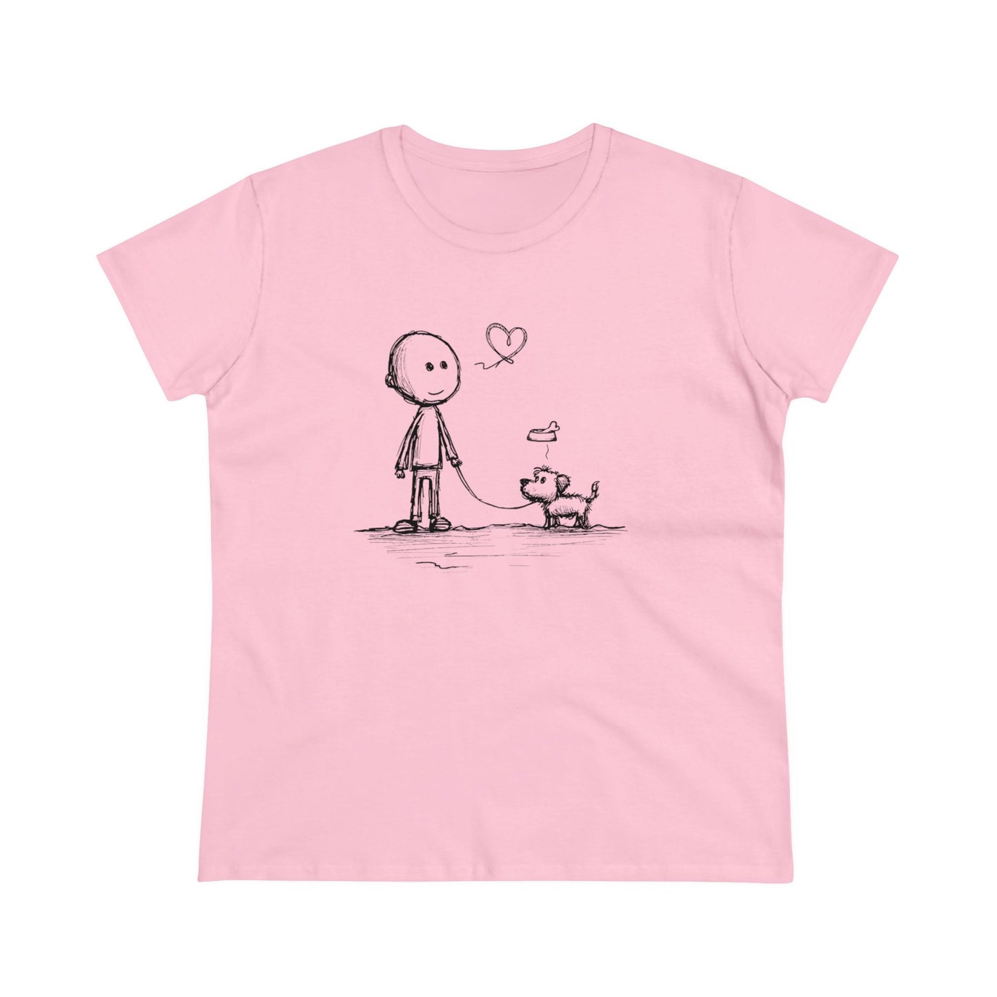 Life and Love with Pets - Women's Midweight Cotton Tee - Sketch Art
