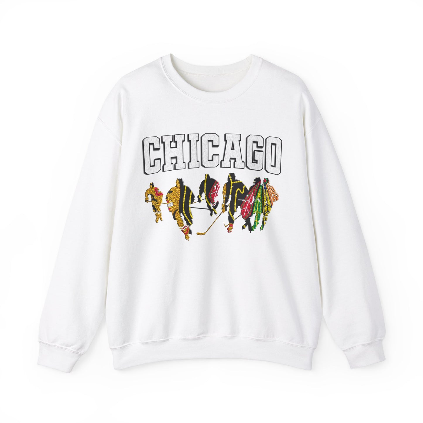 Chicago Hockey  - Unisex - Heavy Blend Crewneck Sweatshirt - Oil Paint Print Style