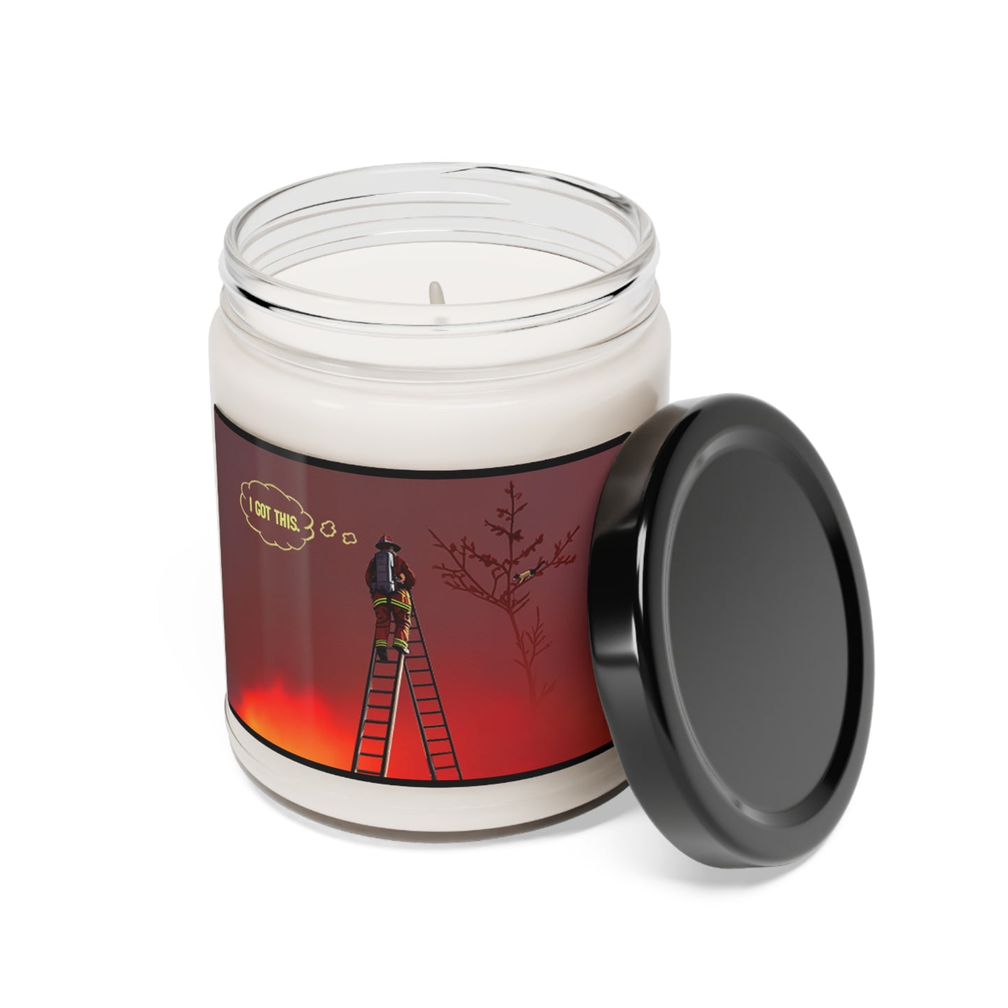 Scented Soy Candle, 9oz - Fireman Saving a Cat