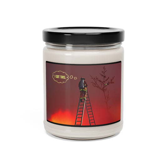 Scented Soy Candle, 9oz - Fireman Saving a Cat