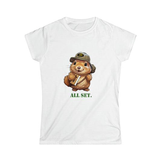 Christian T-Shirt for Women - Softstyle Tee - Army Marmot with his Bible
