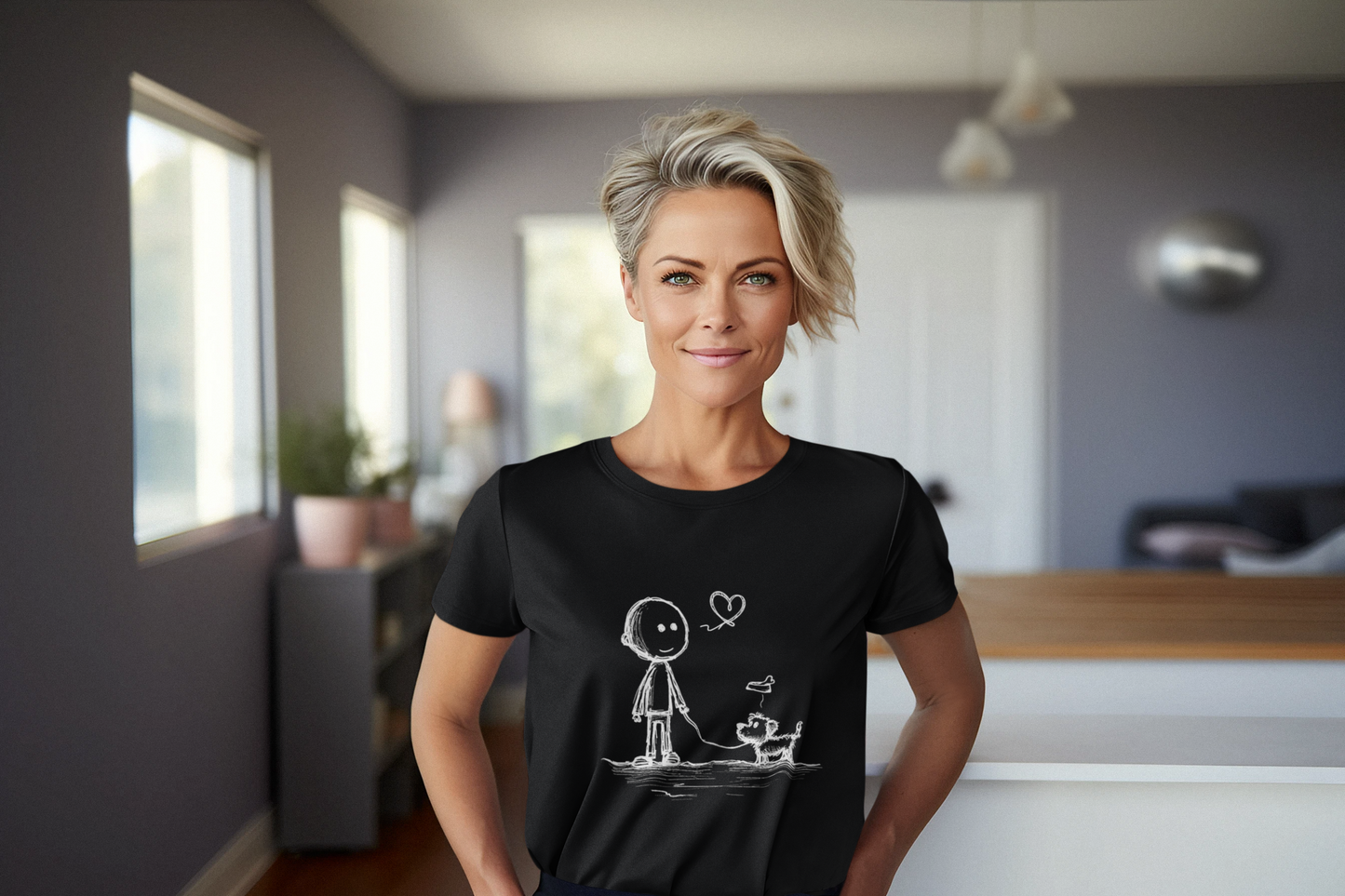Life and Love with Pets - Women's Midweight Cotton Tee - Sketch Art